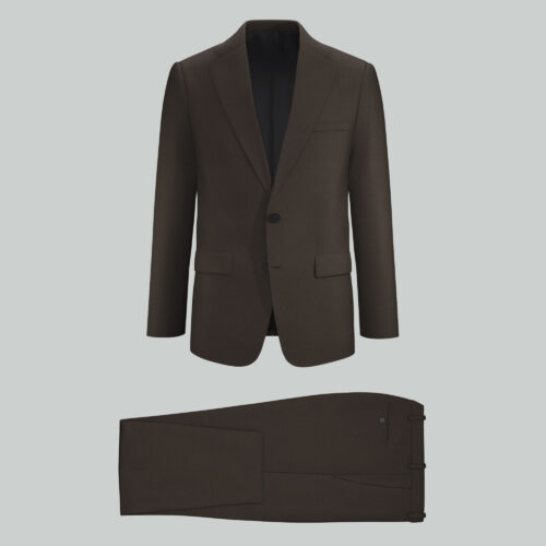 Brown solid hoopsack suit stretch